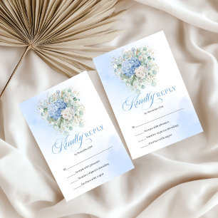 Tidlös Blå Blommig Guld Bröllops RSVP Bilaga OSA Kort