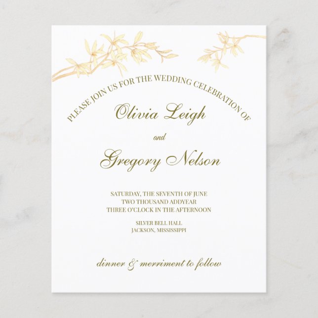 Tidlös blomma Budget Bröllopsinbjudan (Framsida)