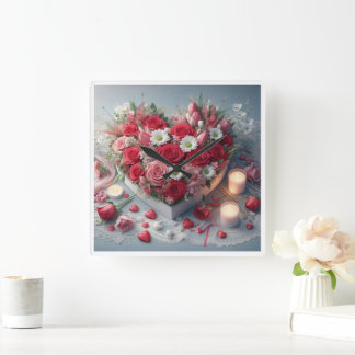 Tidlös Blommigt Beauty wall-klocka Fyrkantig Klocka