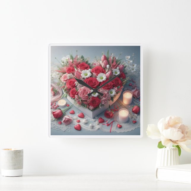 Tidlös Blommigt Beauty wall-klocka Fyrkantig Klocka (Hem)