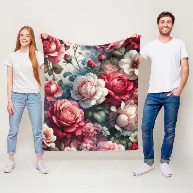 Tidlös Blommigt Charm för Ro Fleecefilt (På plats)