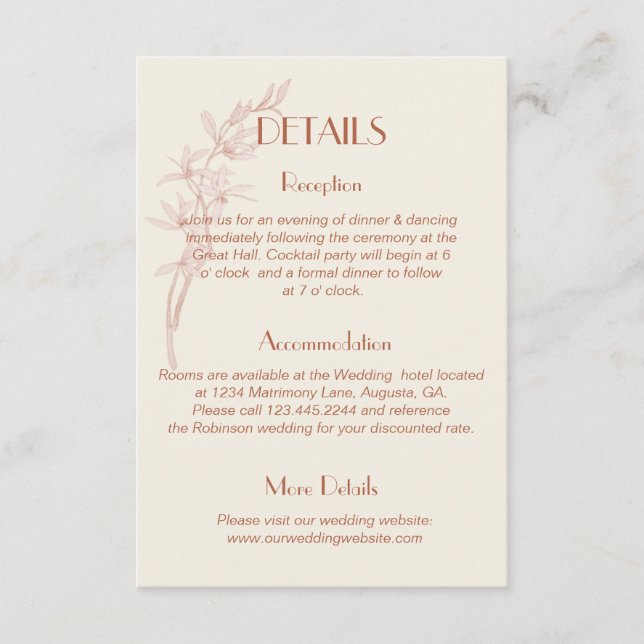 Tidlös blomsterinitial vigselkortstillbehör tilläggskort (Framsida)