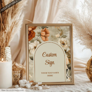 Tidlös Boho Koppar Beige Oliv Blommig Anpassad  Poster