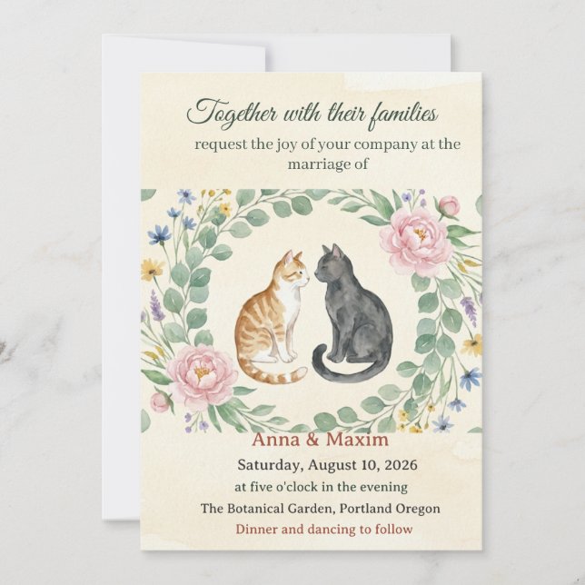 Tidlös Bröllop – Anna & Maxim Inbjudningar (Framsida)