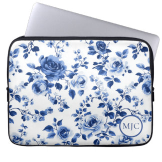 Tidlös charm: Blue Toile Rose iPad Smart Cover Laptop Fodral
