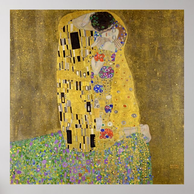 Tidlös elegance: Gustav Klimt's 'the Kiss' Poster (Framsidan)