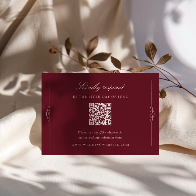 Tidlös Elegans Bröllops QR-kod RSVP Tilläggskort (Skapare uppladdad)