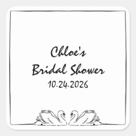 Tidlös Elegans Handskriven Svans Bröllopsdusch Fyrkantigt Klistermärke