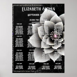 Tidlös Elegans: Svart & Silver Blossom Bröllop Poster