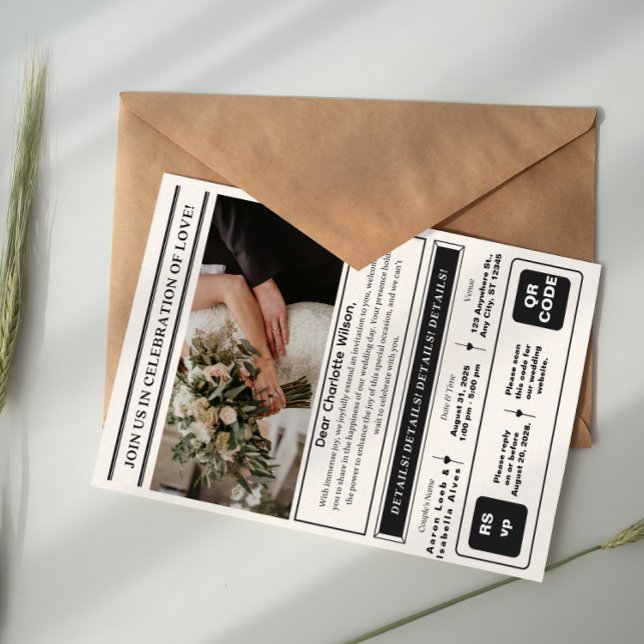 Tidlös Elegans: Svartvit Skräddarsydd Foto Inbjudningar (Skapare uppladdad)