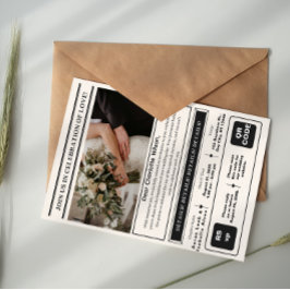 Tidlös Elegans: Svartvitt Foto i Anpassad Storlek Inbjudningar