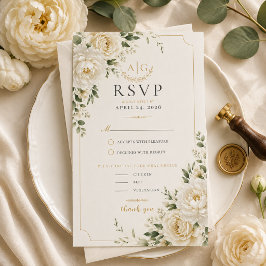 Tidlös elfenbensvit blomsterbröllop RSVP-kort OSA Kort
