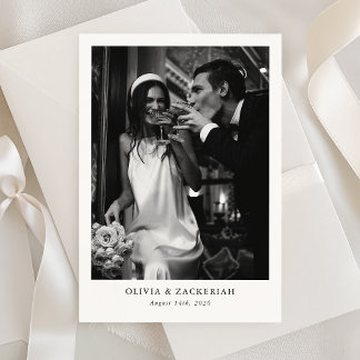 Tidlös Enkel Elegant Foto Minimalistisk Bröllop Spara Datumet