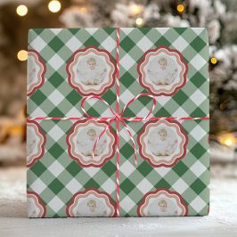 Tidlös grön Gingham Farmhouse Anpassad Foto Presentpapper