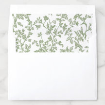 Tidlös Grönska Blommig Toile Kuvertfoder