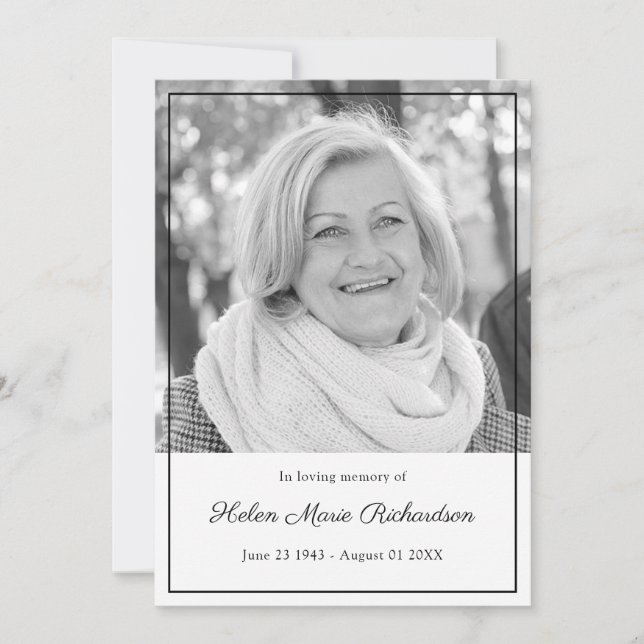 Tidlös inramad beklagandebegravning för foto tack kort (Framsida)