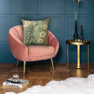 Tidlös jugendstil påfågel accent kudde