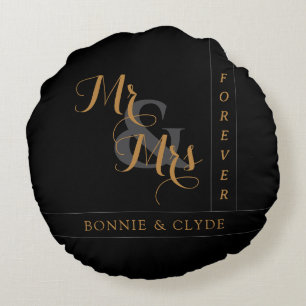 Tidlös kärlek: Mr. & Mrs. Forever Dekorativ Rund Kudde