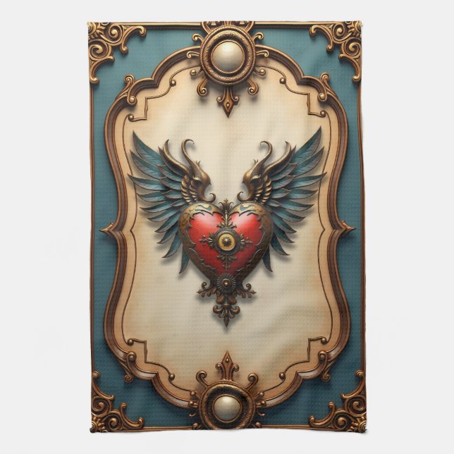 Tidlös kärlek, surrealistisk elegans i steampunk-s kökshandduk (Vertikal)