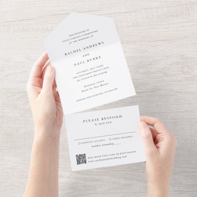 Tidlös Klassisk Formell QR-kod Bröllop (Avrivbar del)