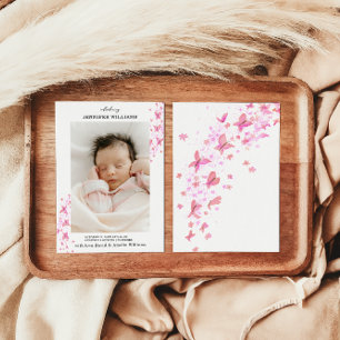Tidlös Klassisk Rosa Fjäril Platt Baby Meddelande