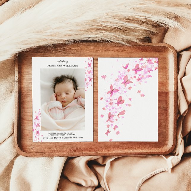 Tidlös Klassisk Rosa Fjäril Platt Baby Meddelande (Skapare uppladdad)
