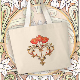 Tidlös konstnärlig jugendstil blommig jumbo tygkasse