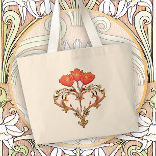 Tidlös konstnärlig jugendstil blommig jumbo tygkasse