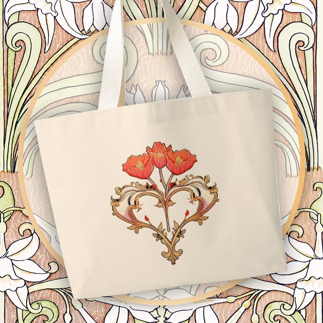 Tidlös konstnärlig jugendstil blommig jumbo tygkasse (Skapare uppladdad)