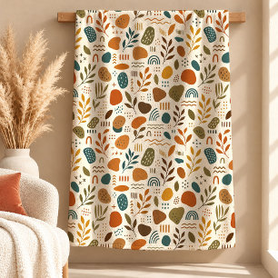 Tidlös Koppar Bränd Orange Boho Filttyg Konst Fleecefilt