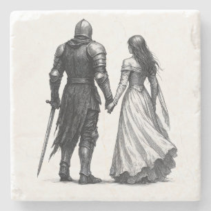 Tidlös medeltida romantisk illustration stenunderlägg