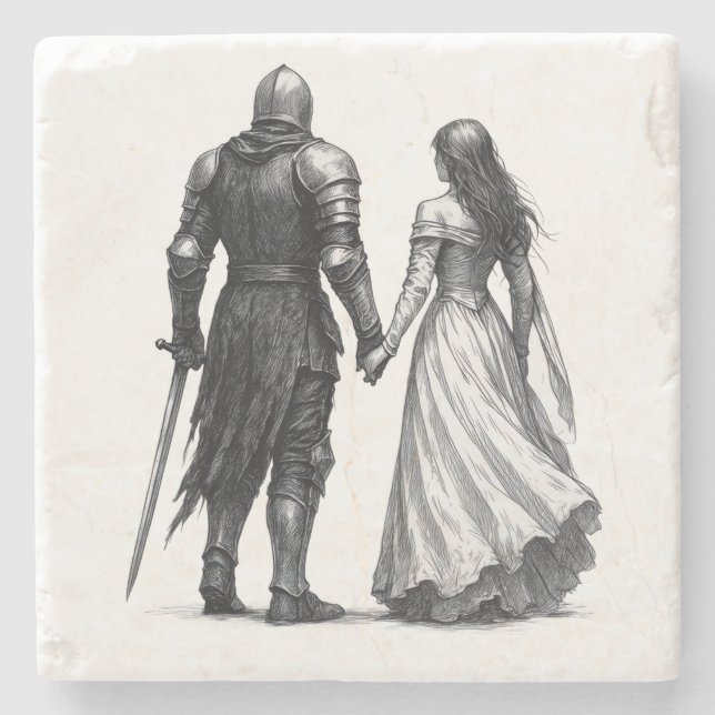 Tidlös medeltida romantisk illustration stenunderlägg (Framsidan)