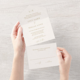 Tidlös Monogram Elfenben och Elegant Guld Bröllop