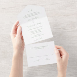 Tidlös Monogram Mjukgrön Elegant Bröllop