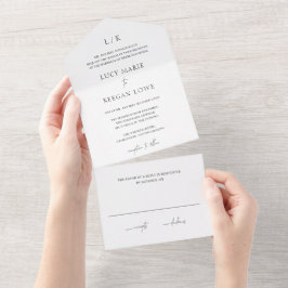 Tidlös Monogram Svart och Vit Elegant Bröllop