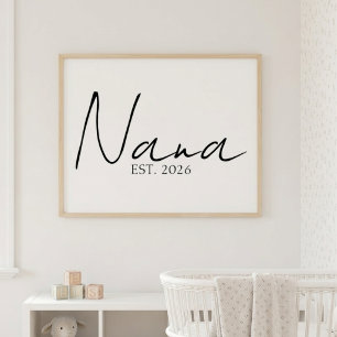 Tidlös Nana EST År Elegant Familj Skrift Poster