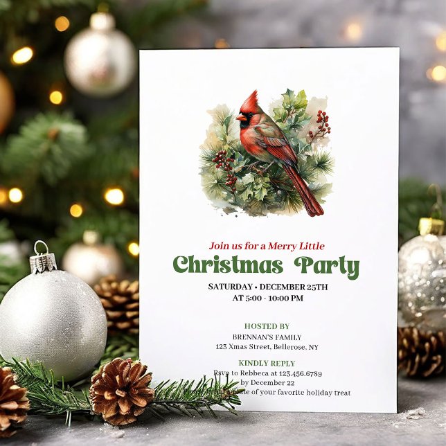 Tidlös retro jul röda kardinal fest inbjudan (Timeless retro Christmas angel party invitation

)