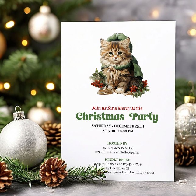 Tidlös Retro Julkattsfest Design Inbjudningar (Timeless Retro Christmas Angel Party Design)