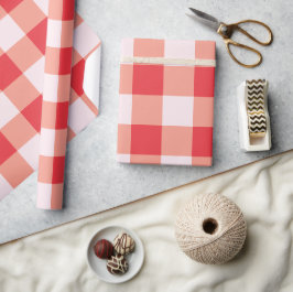 Tidlös röd gingham gårdslandstil jul presentpapper