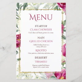 Tidlös romantik Rosa akvarell Bröllopsmenyer