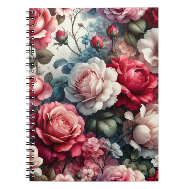 Tidlös Ros Blommig Charm Anteckningsbok (Framsidan)