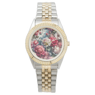 Tidlös Ros Blommig Charm Armbandsur