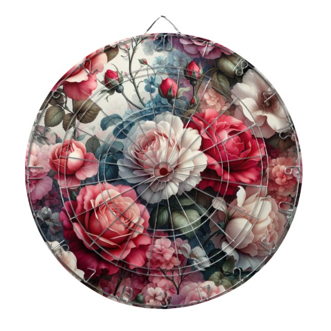 Tidlös Ros Blommig Charm Darttavla (Framsidan)