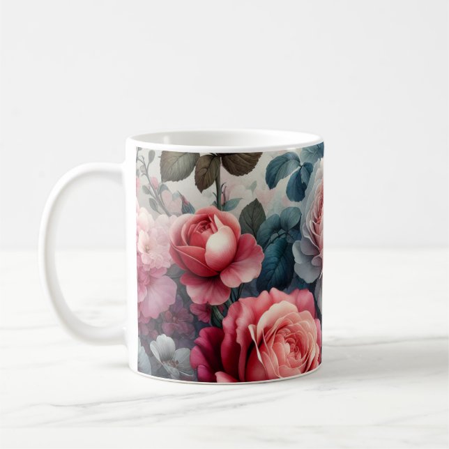 Tidlös Ros Blommig Charm Kaffemugg (Vänster)