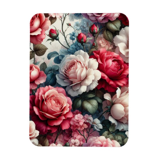 Tidlös Ros Blommig Charm Magnet (Vertikal)