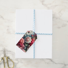 Tidlös Ros Blommig Charm Presentetikett