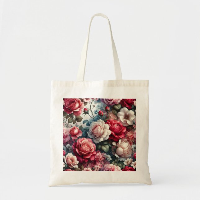 Tidlös Ros Blommig Charm Tygkasse (Framsidan)