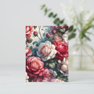 Tidlös Ros Blommig Charm Vykort