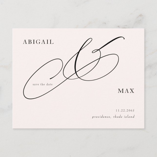 Tidlös Rosa Bröllop Spara Datum Vykort (Framsida)