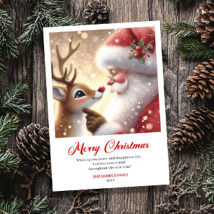 Tidlös Santa Och Rudolph Magisk Julhälsning Julkort
